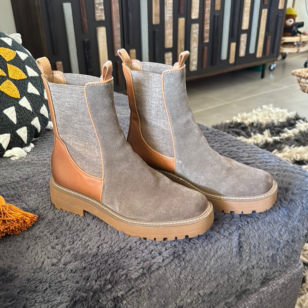 Sam Edelman Gray and Tan Ankle Boots